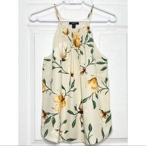 Floral print pleated halter top.